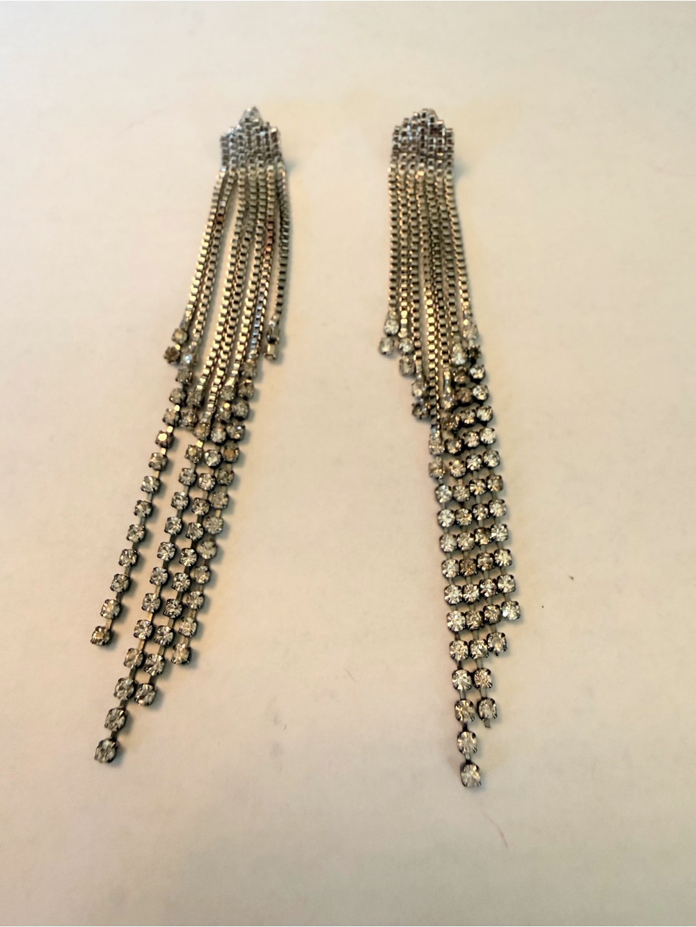 Silver Rhinestone Cascade Fringe Drop Earrings - Elegant Women Jewelry
